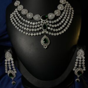 Rafay Luxe Hand Made Real Stones Zircon Jewelry Set - Earrings & Necklace
