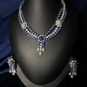 Rafay Luxe Hand Made Real Stones Zircon Jewelry Set - Earrings & Necklace