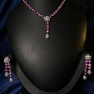 Rafay Luxe Hand Made Real Stones Zircon Jewelry Set - Earrings & Necklace