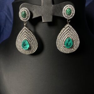 Rafay Luxe Hand Made Real Stones Zircon Gold Plated Earrings