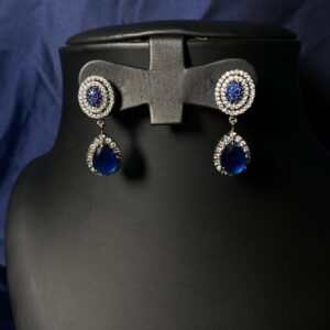 Rafay Luxe Hand Made Real Stones Zircon Gold Plated Earrings - TOPS