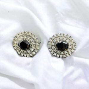 Rafay Luxe Hand Made Real Stones Zircon Gold Plated Earrings - TOPS