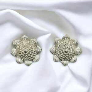 Rafay Luxe Hand Made Real Stones Zircon Gold Plated Earrings - TOPS