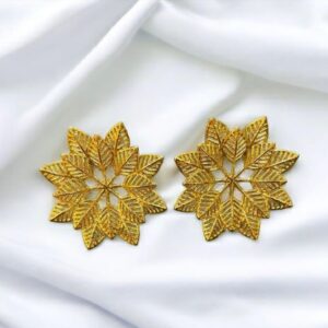 Rafay Luxe Hand Made Real Stones Zircon Gold Plated Earrings - TOPS
