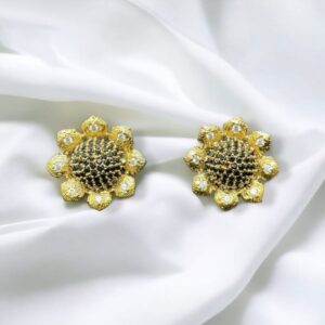 Rafay Luxe Hand Made Real Stones Zircon Gold Plated Earrings - TOPS