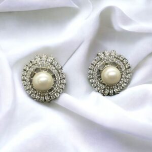 Rafay Luxe Hand Made Real Stones Zircon Gold Plated Earrings - TOPS