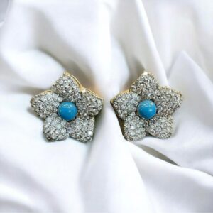 Rafay Luxe Hand Made Real Stones Zircon Gold Plated Earrings - TOPS