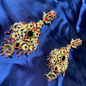 Rafay Luxe Hand Made Real Stones Zircon Gold Plated Earrings